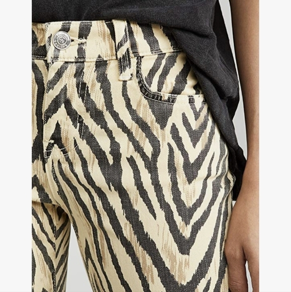 New Current Elliott The Ruby Cropped Zebra-print Low-rise Slim-leg Jeans. - Picture 6 of 16